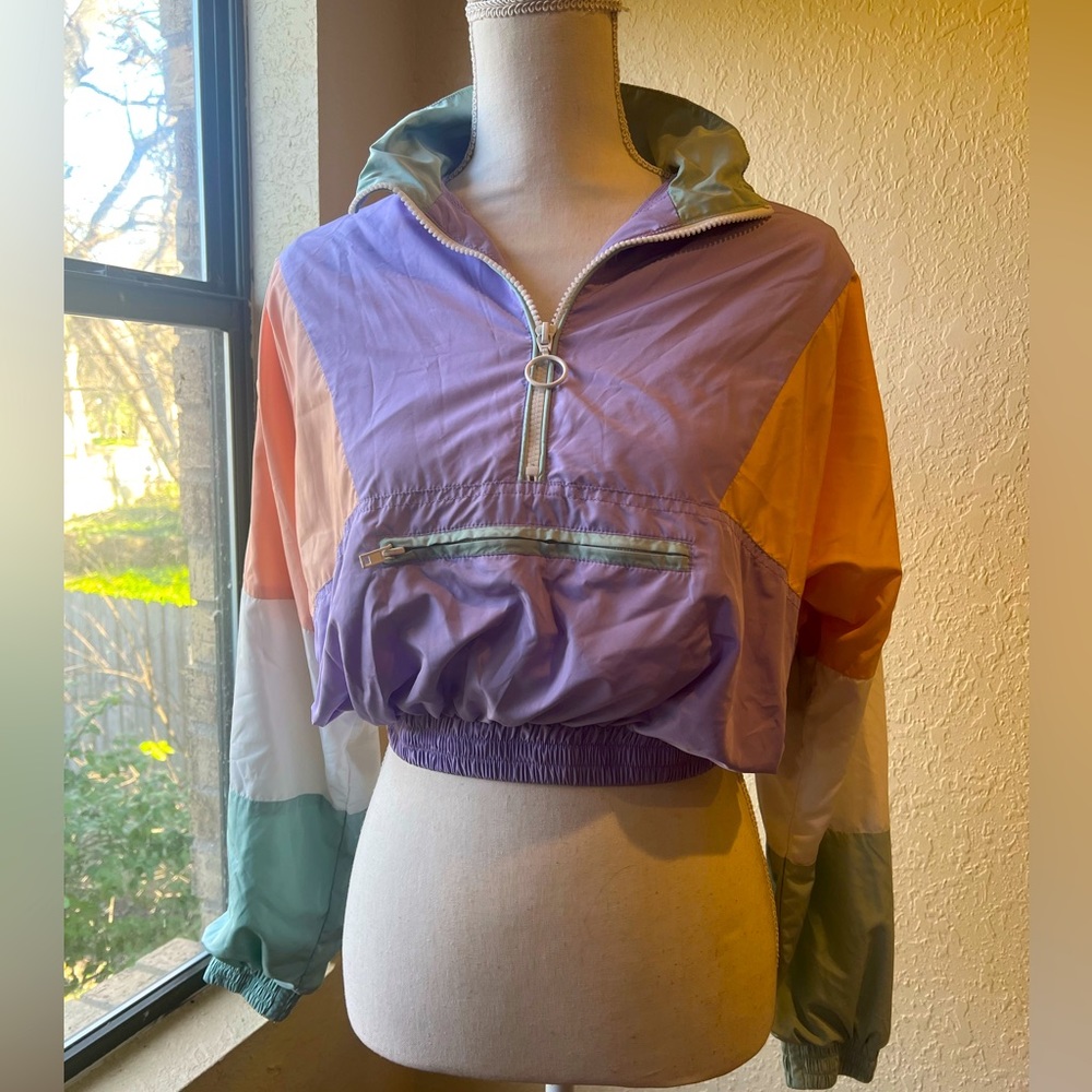 Forever 21 short jacket pink purple hood women small